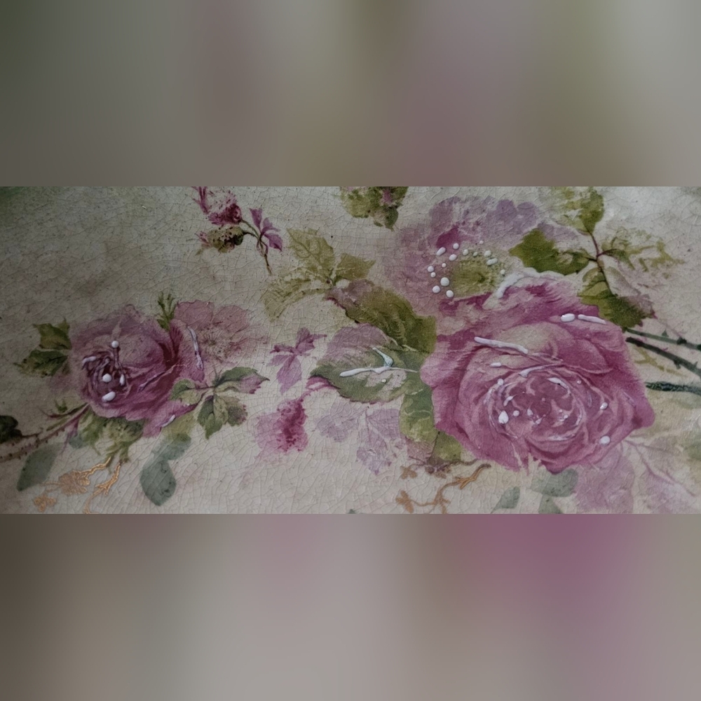 Antique La Belle China Oval Shape Serving Dish Gold Edges Pink Roses Vintage - Picture 4 of 11